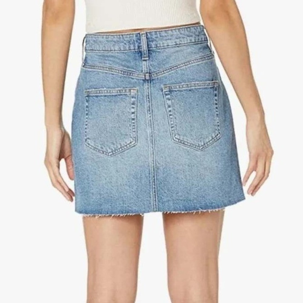 The Drop Denim Mini Skirt Y2K Boho Raw Hem Light Wash 3X - Picture 7 of 7